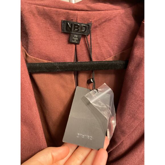 NBD Sibil Chocolate Brown Blazer Twist Cut-Out Dress NWT Size US XS - Picture 7 of 8